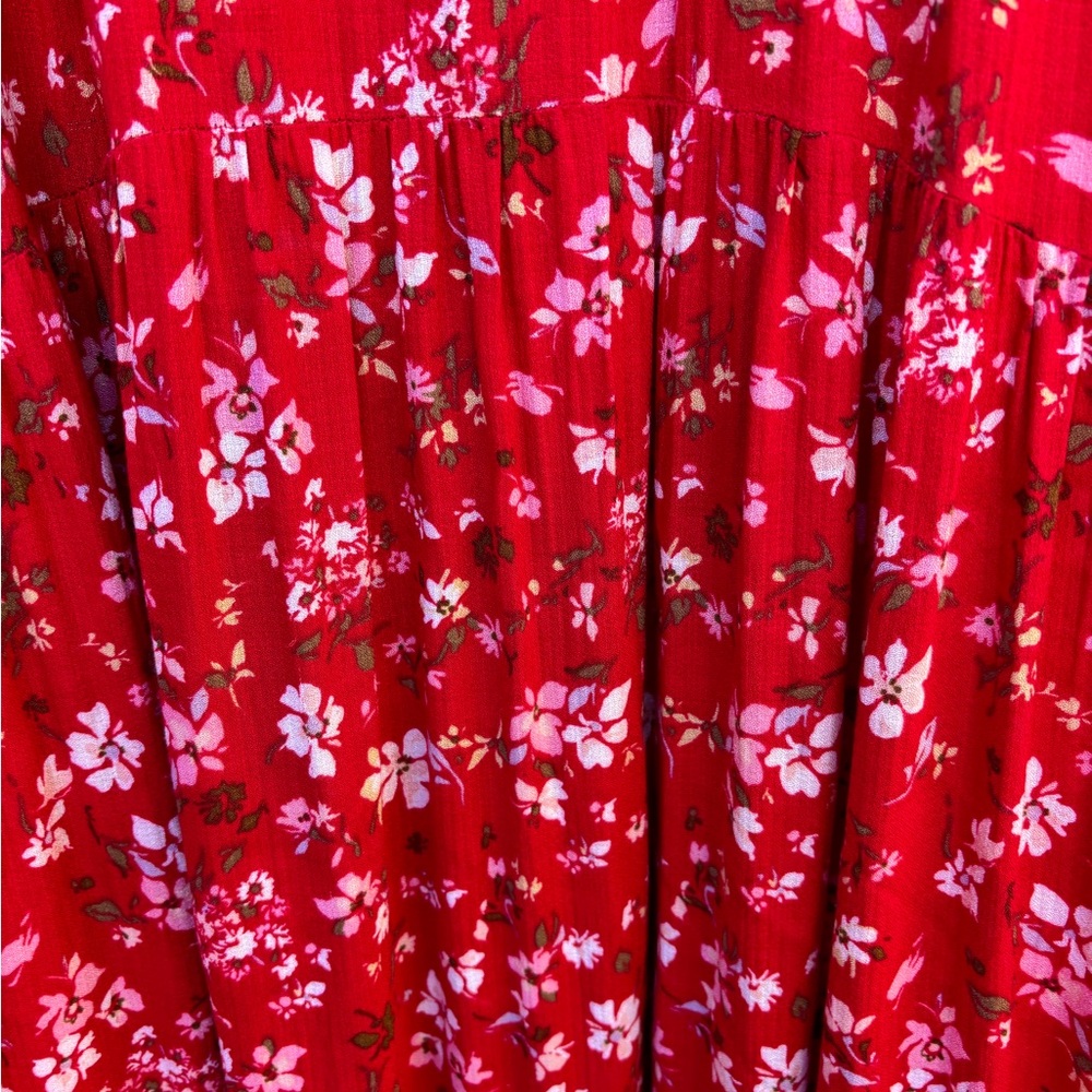Time and Tru Floral Red Sleeveless Maxi Dress Size M - Picture 3 of 4